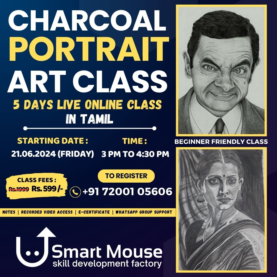 Charcoal Portrait  Art Online Class