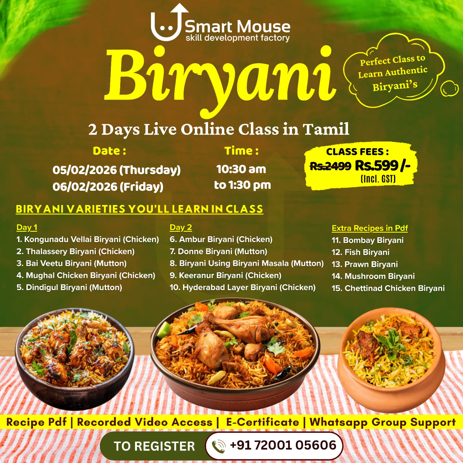 2 Days Biryani Live Online Class
