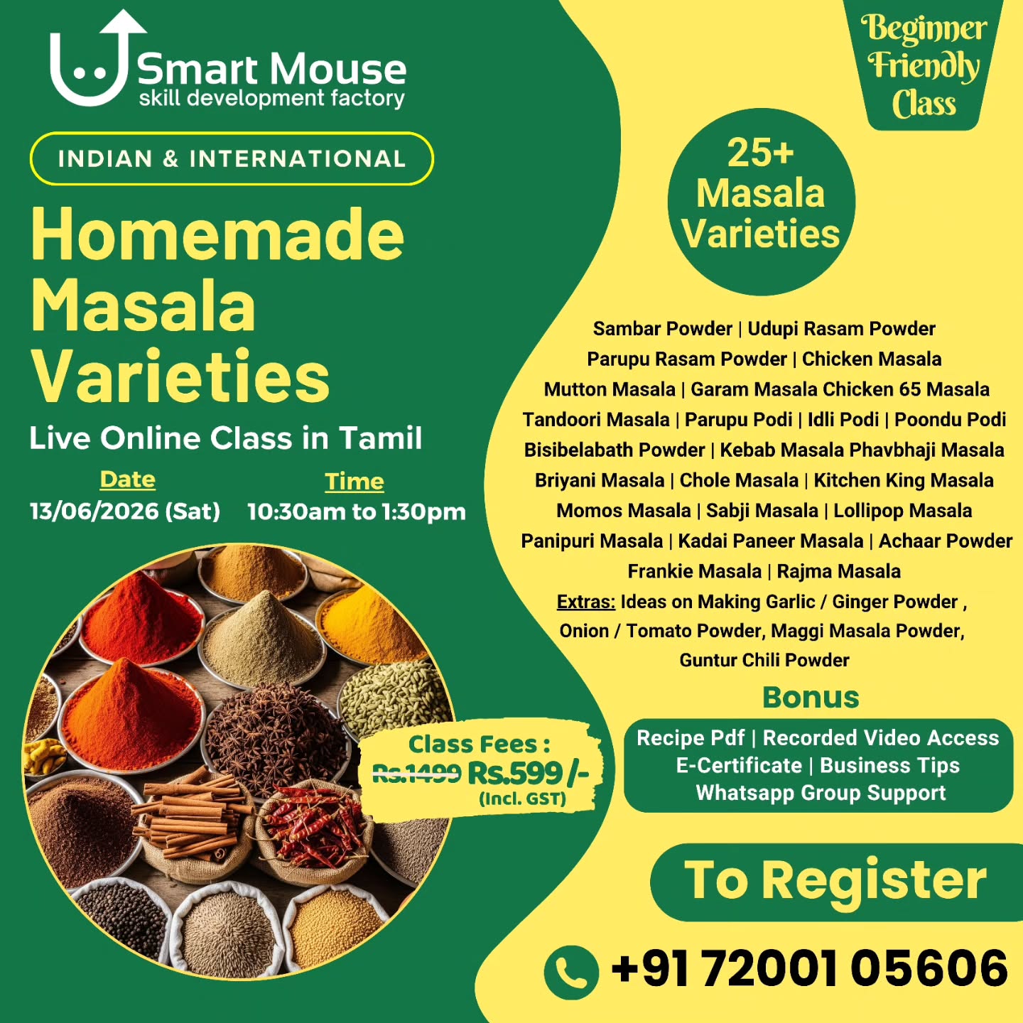 Homemade Masala Making - Online Class in Tamil