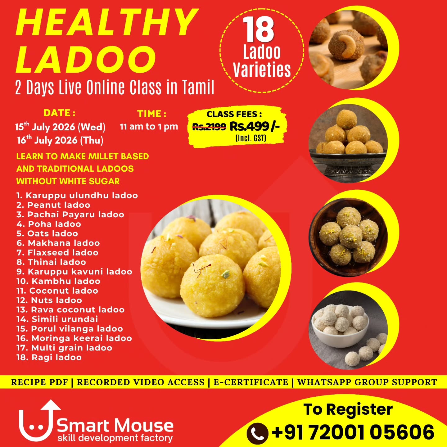 Healthy Ladoo - 2 Days Live Online Class in Tamil