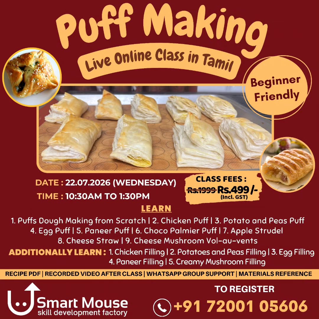 Puffs Making - Live Online Class in Tamil