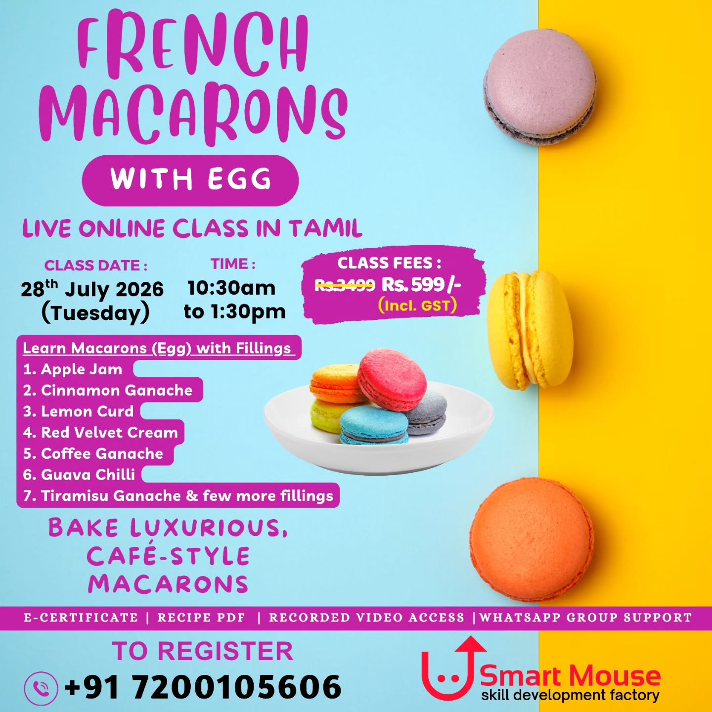 French Macarons (Egg) - Live Online Class in Tamil