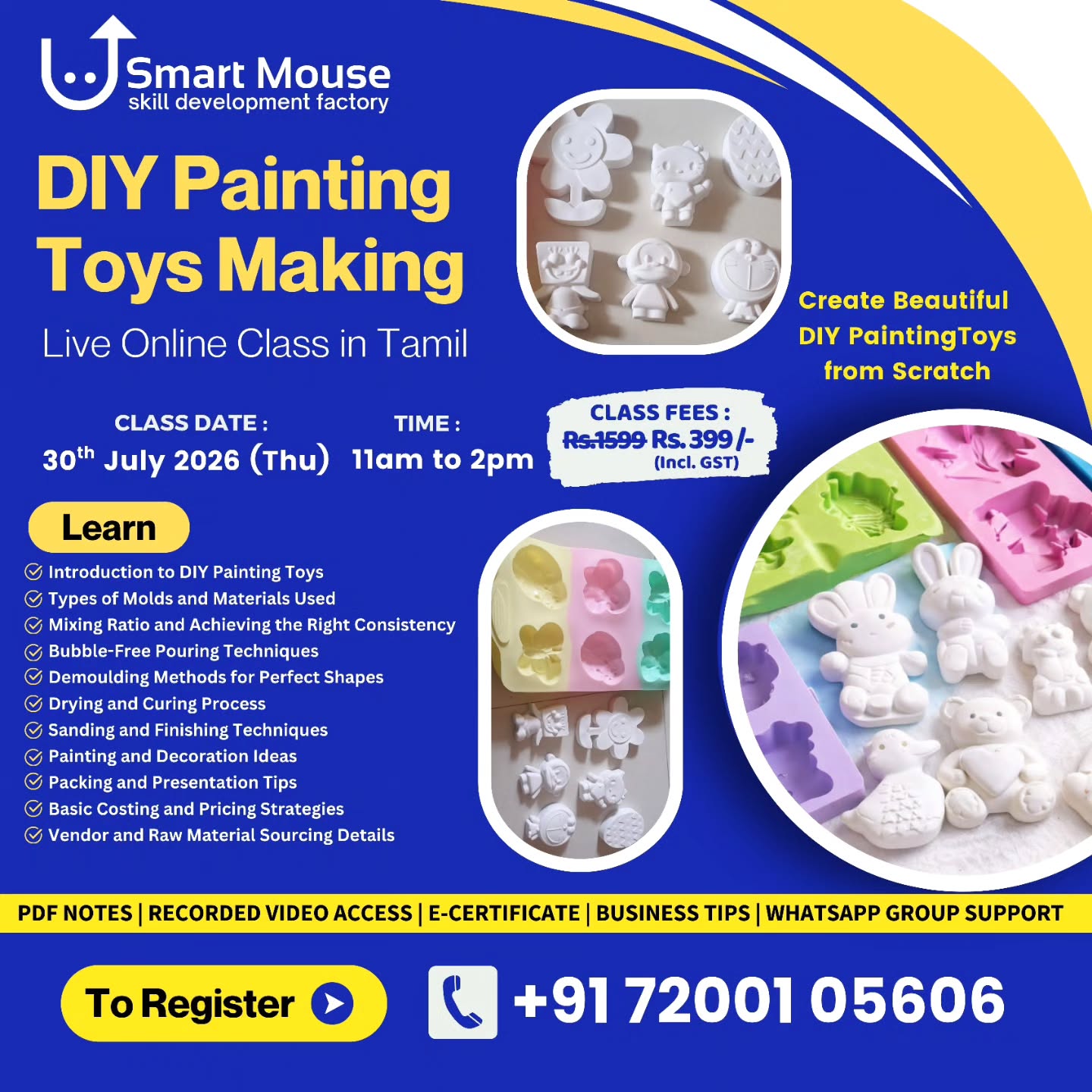 DIY Painting Toys Making - One Day Live Online Class in Tamil