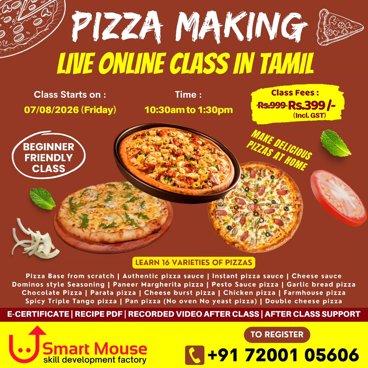 Pizza making live online class in Tamil