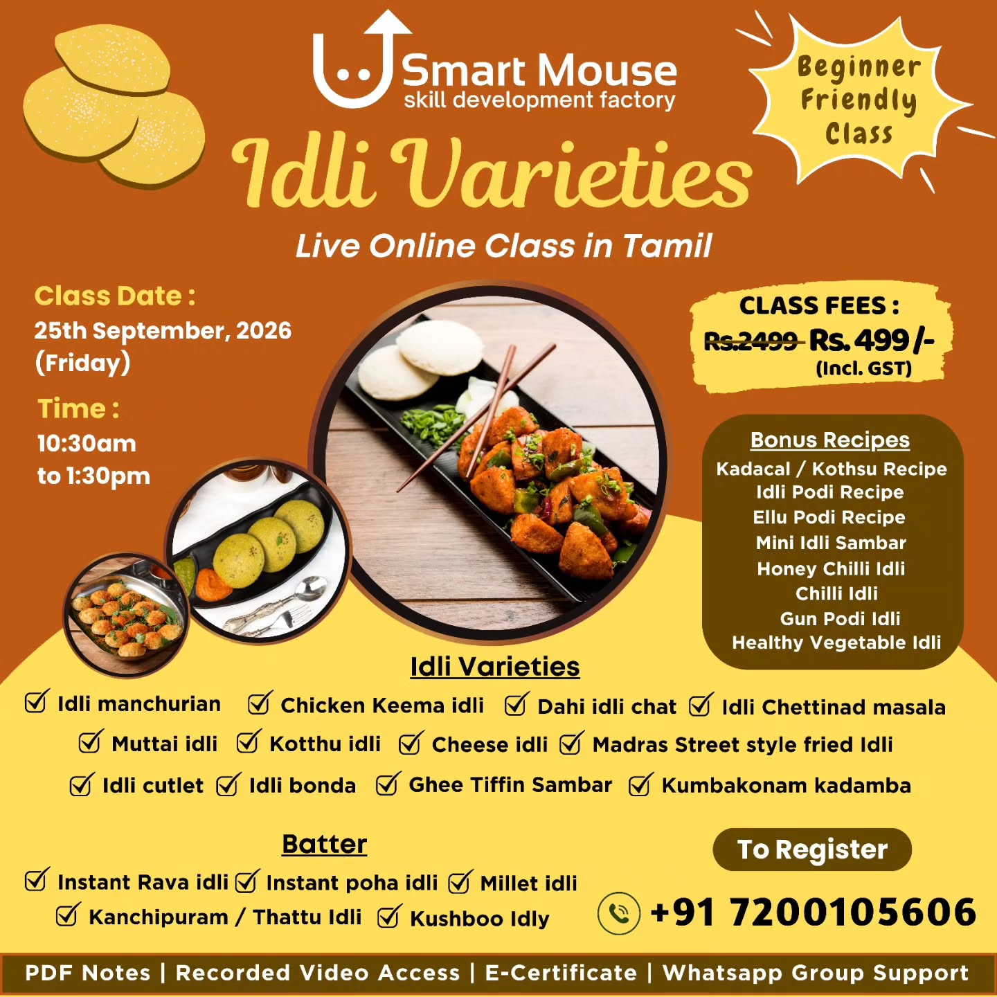 Idli Varieties - Live Online Class in Tamil