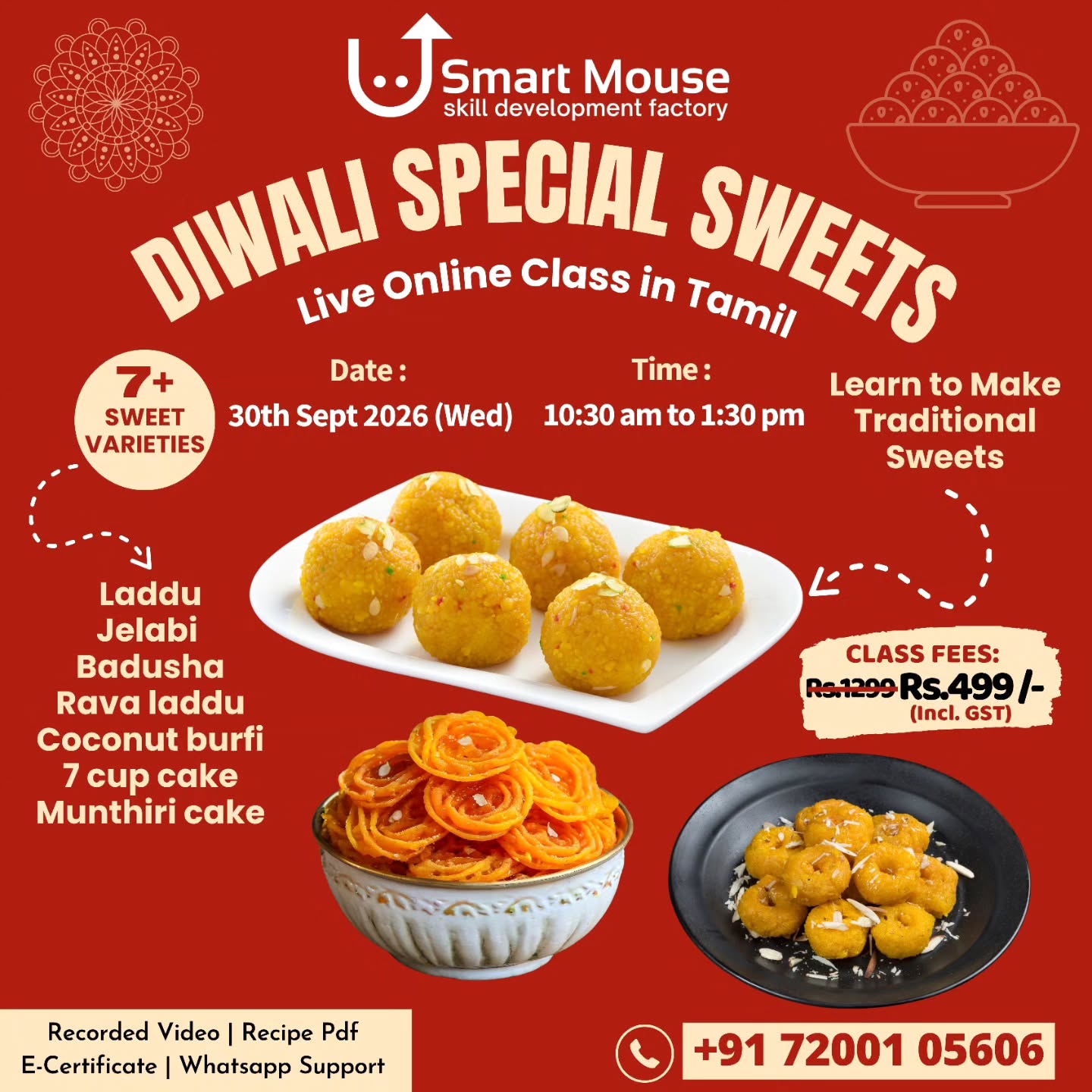 Diwali Special Sweets - Live Online Class in Tamil