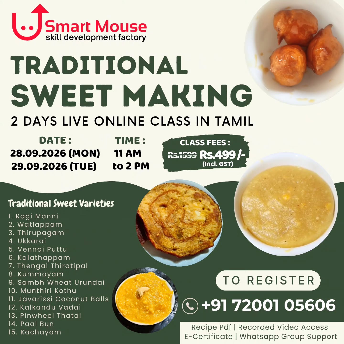 Traditional Sweet Making - 2 Days Live Online Class