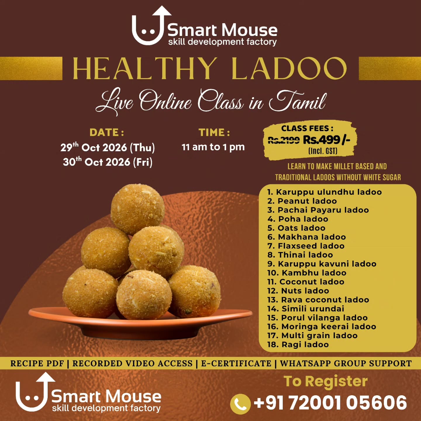 Healthy Ladoo - Two Days Live Online Class in Tamil
